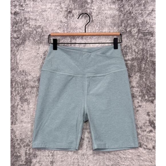 Beyond Yoga Bike Shorts Large Womens Blue Spacedye Cross Front Activewear - Picture 1 of 8